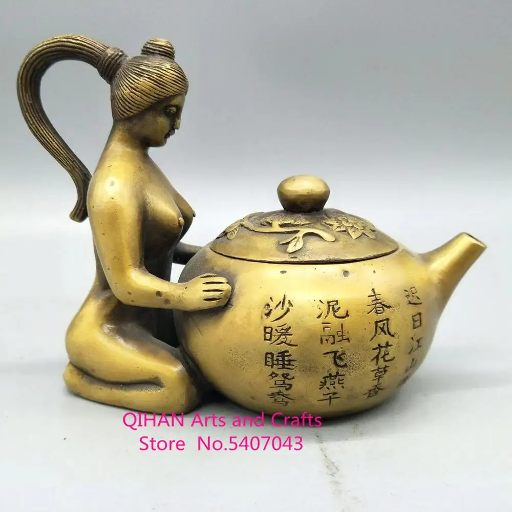 

Restore ancient ways copper pot decoration xi shi pot casting foot fine carved classical beauty copper teapot decoration collec