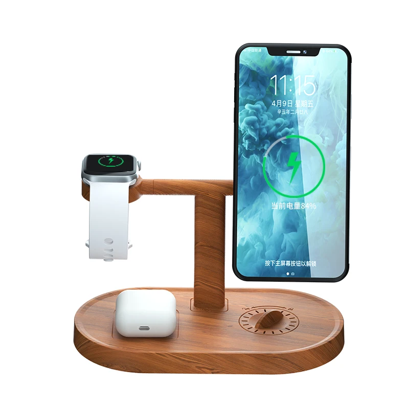 2021 new 15w magnetic 3 in 1 bamboo wood wireless charger station for mobile phone smart watch earplugs with aroma fast charger free global shipping