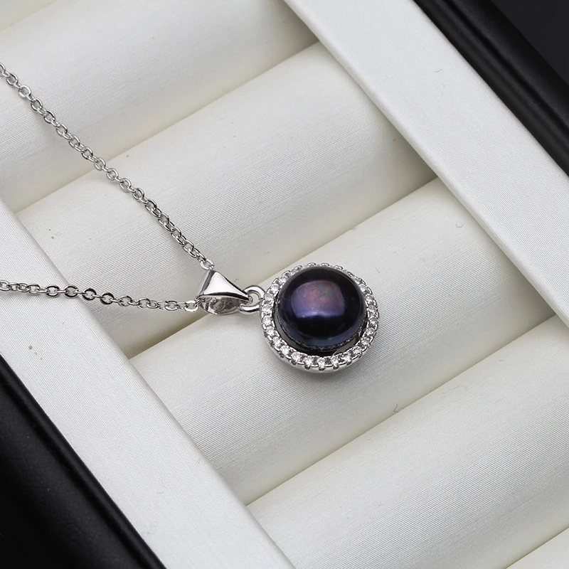 

Cute Real Natural Black Pearl Pendant Jewelry Women,Wedding Whitefreshwater Pearl Pendant Anniversary Best Gift