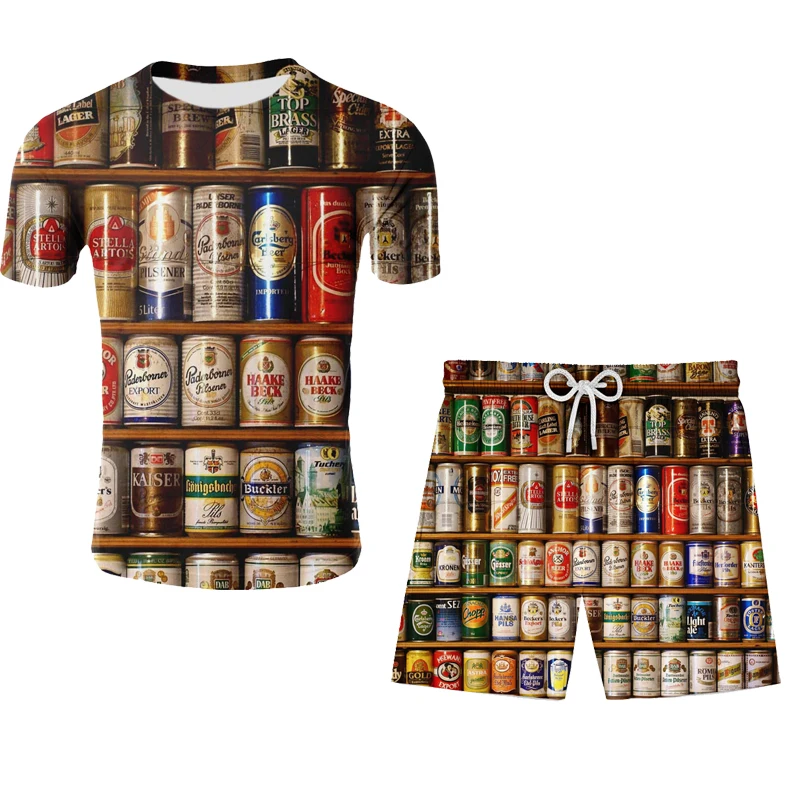 

New playing card clown men's clothing sportswear suit fitness summer printing men's shorts + T-shirt men's suit 2-piece suit