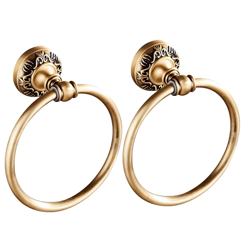 

2 Pack Towel Holder Ring Round Wall Mounted Bathing Towel Rack Kitchen Bathroom Accessories Golden