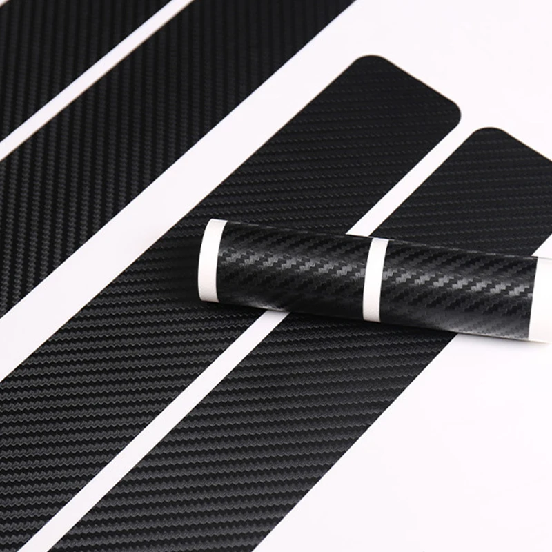 Универсальные 4 шт. 3D карбоновые накладки на пороги защитные панели для