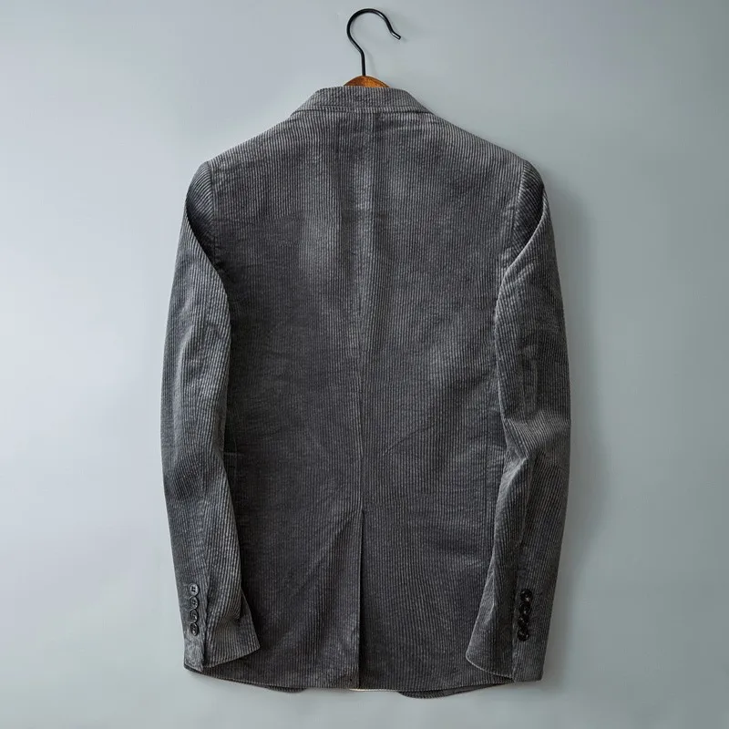 Новинка 2021 Осень-зима мужские вельветовые блейзеры однотонный приталенный