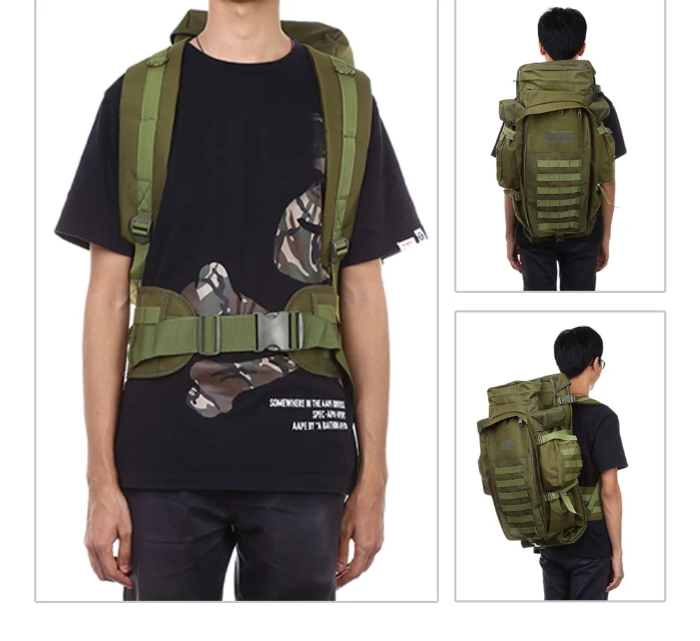 

60L Outdoor Backpack Military Tactical Bag Pack Rucksack for Hunting Shooting Camping Trekking Hiking Traveling