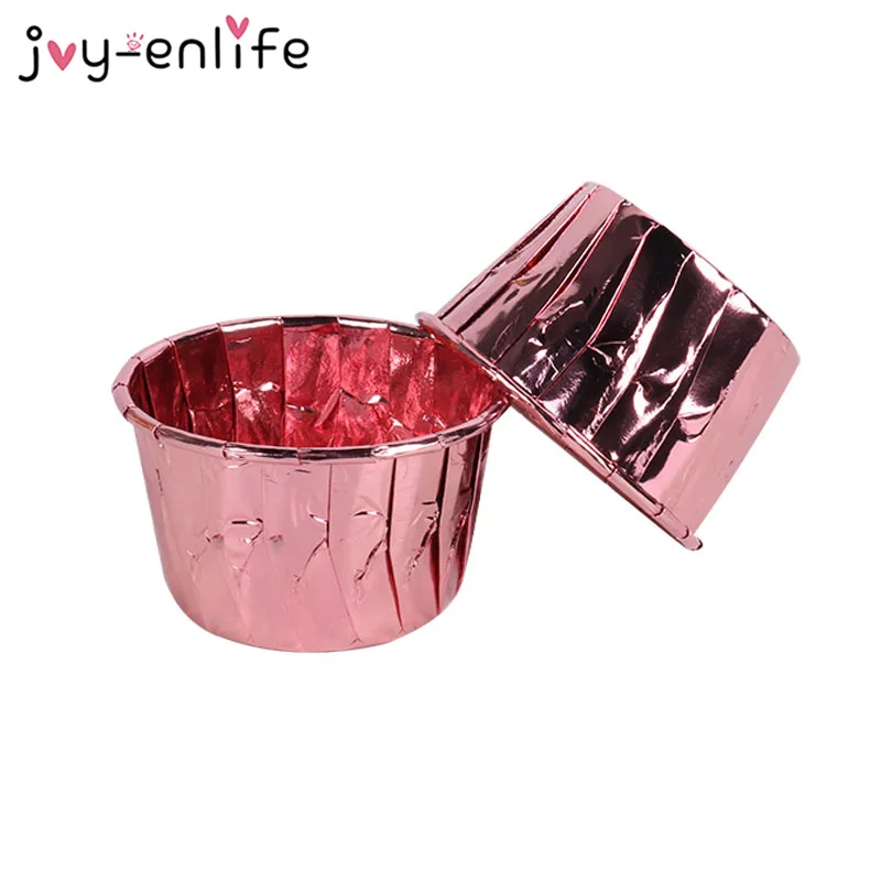 

50pcs Aluminum Foil Cupcake Cups Wrapper Paper Gold Silver Cupcake Liner Baking Muffin Cup Birthday Party Wedding Decoration