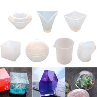2021 new crystal drops decorative mold drops measuring cup set round square triangle cone pyramid silicone mold wholesale