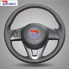 Чехол на руль для Mazda CX-5 CX5 Atenza, черный кожаный, прошитый вручную, CX-3 2016