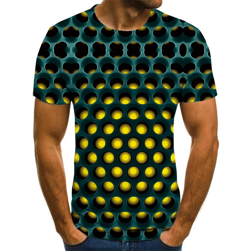 

Large size men's T-shirt 2021 summer geometric circle 3D printed top T-shirt fashion O-neck short-sleeved casual loose men's shi