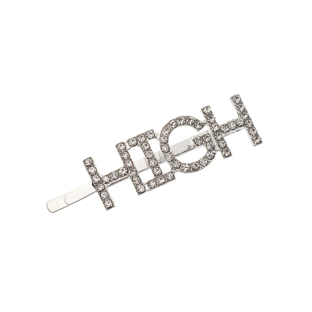 Silver HIGH 1 шт. Горячая Мода письмо шпилька уникальные яркие стразы кристаллы заколки для волос слова заколка женские аксессуары для украшений для волос - Цвет: Silver HIGH