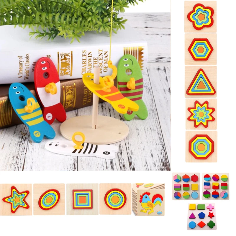 

Colorful Wooden Montessori Puzzle Shape Toys Kids Geometric Sorting Column Bricks Children Early Educational Shape Sorting Toy