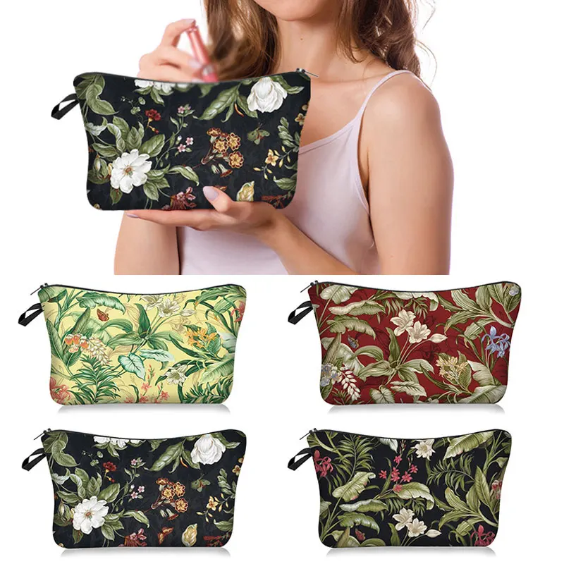 

Косметичка с пальмовых листьев печать рисунок организатор мешок Pouchs для путешествия сумки чехол Для женщин косметичка