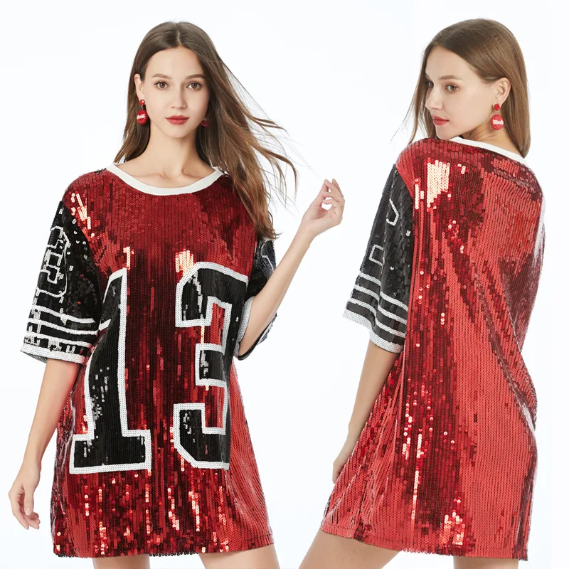 Женское прямое платье выше колена черное красное серебристое с вышивкой № 13