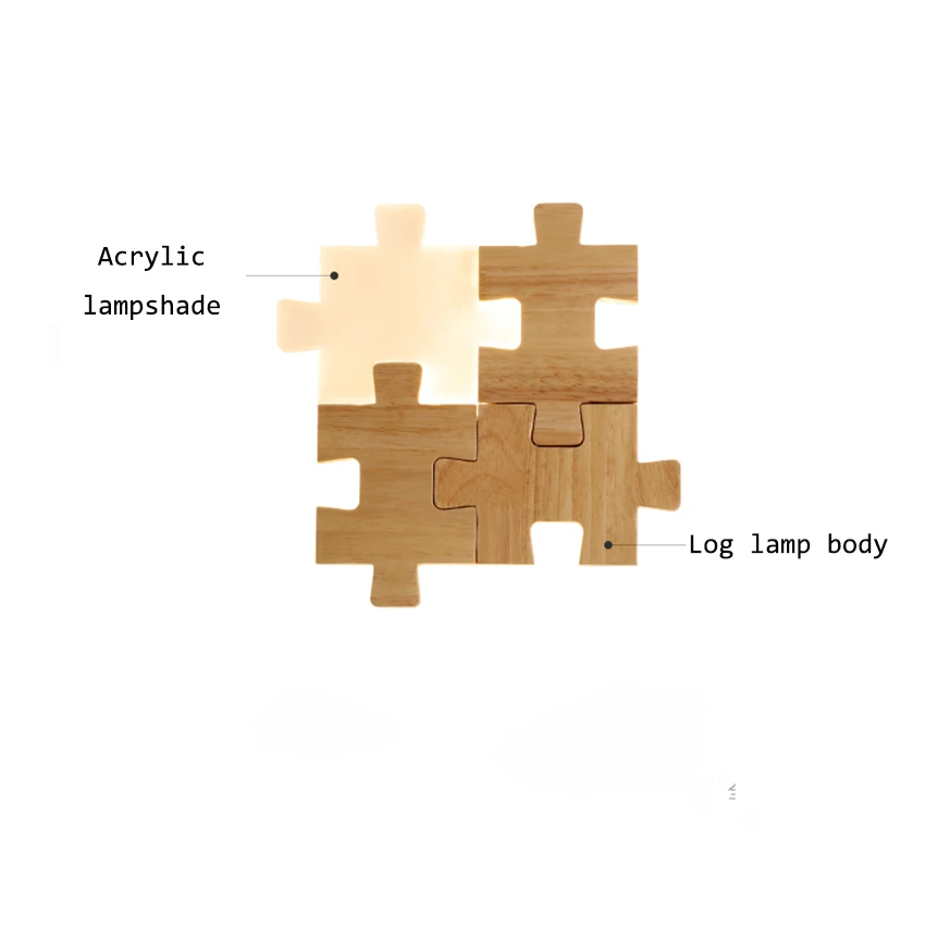 Современный светодиодный настенный светильник из цельного дерева акриловое