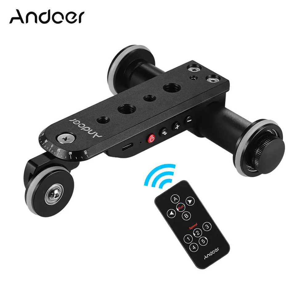 Andoer PPL-06S Pro Auto Dolly Motorized Video Slider Skater Remote Control With Phone Holder for Canon Nikon Sony DSLR Camera |