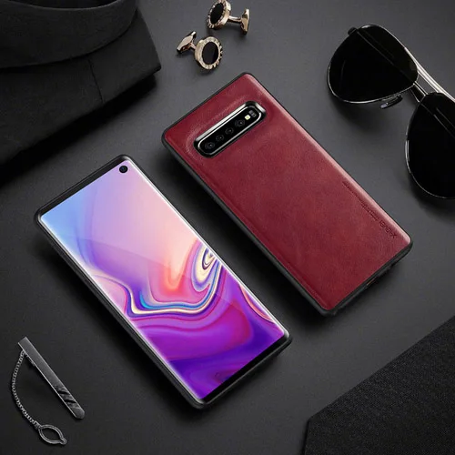 red phone case Для samsung Galaxy S10 Plus/S10e чехол X-Level Ретро кожа мягкий силиконовый край задняя крышка для Galaxy S9 plus note 10+ чехол Capa - Цвет: red phone case