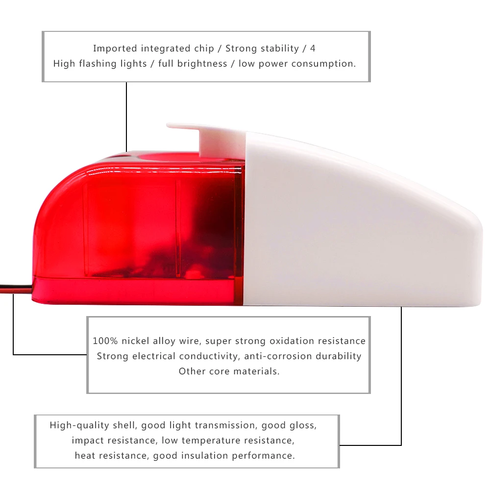 Милая и прочная Проводная Мини-сирена стробоскопа 24 в 12 В с красной сиреной
