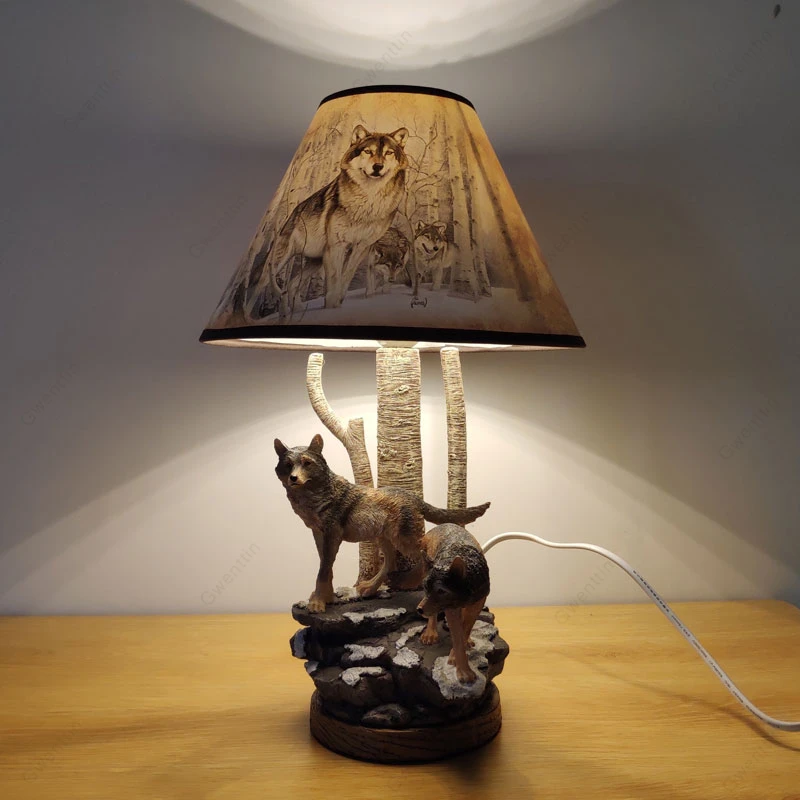 Современные настольные лампы с волком для гостиной лампа животными настольная