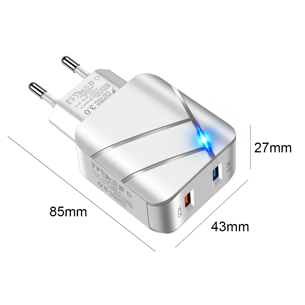 Устройство зарядное сетевое портативное с USB-портами и поддержкой быстрой