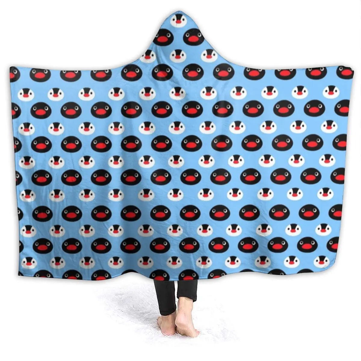 

Pingu Blanket Fashion Funny With Hood Bedspread Fleece Chair Soft Blanket
