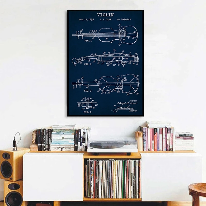 Художественная Картина на холсте с изображением музыкальных инструментов