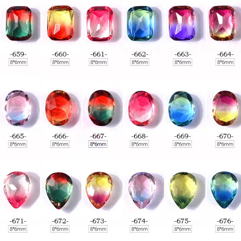 10 шт./пакет 8*6 мм украшения для ногтей прозрачное пламя стеклянные стразы