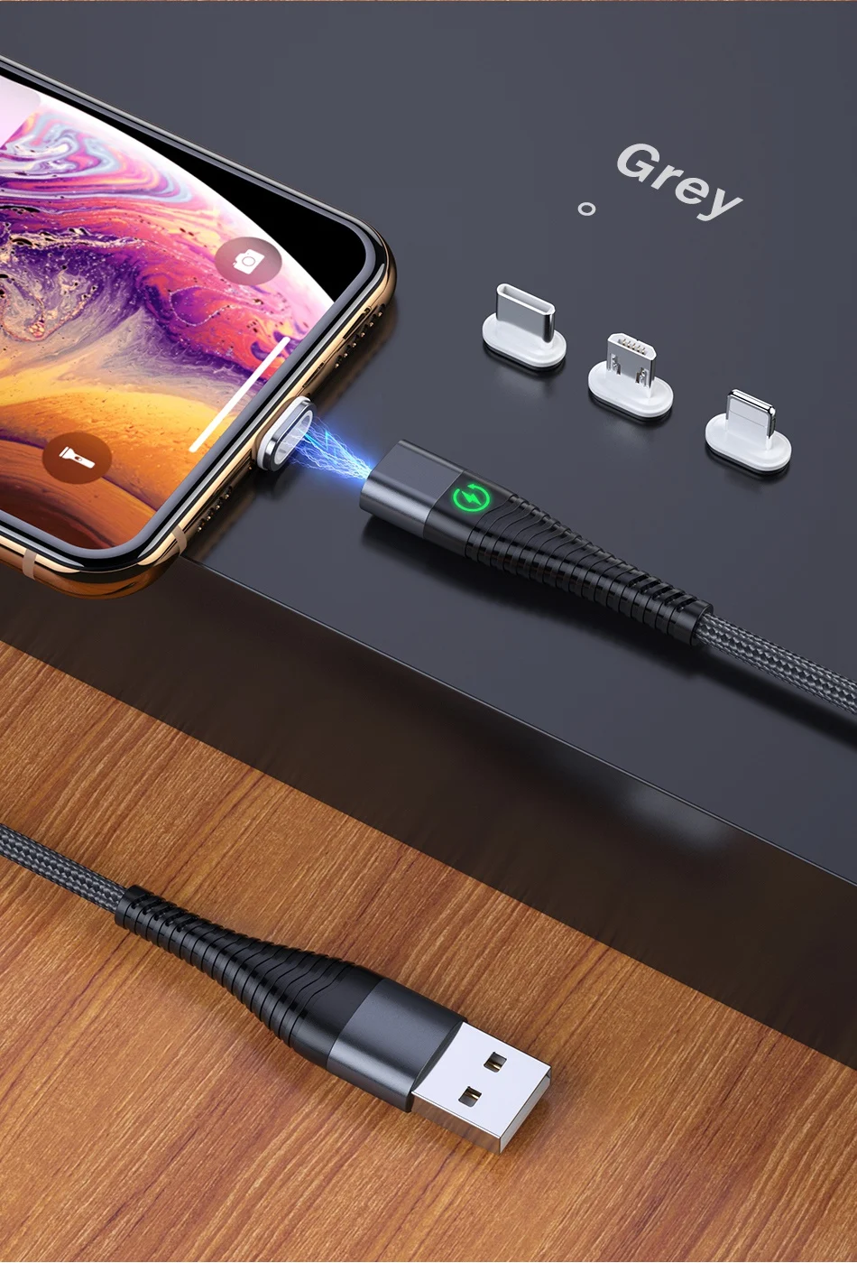 Rock 1 м 2 м светодиодный магнитный Usb зарядное устройство для iphone кабель для iphone 11 Pro Max XR XS шнур iPad Usb зарядный кабель для освещения кабель