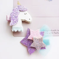 girls cute cartoon unicorn star hair clips sweet princess hair ornament headband hairpins kids fashion hair accessories