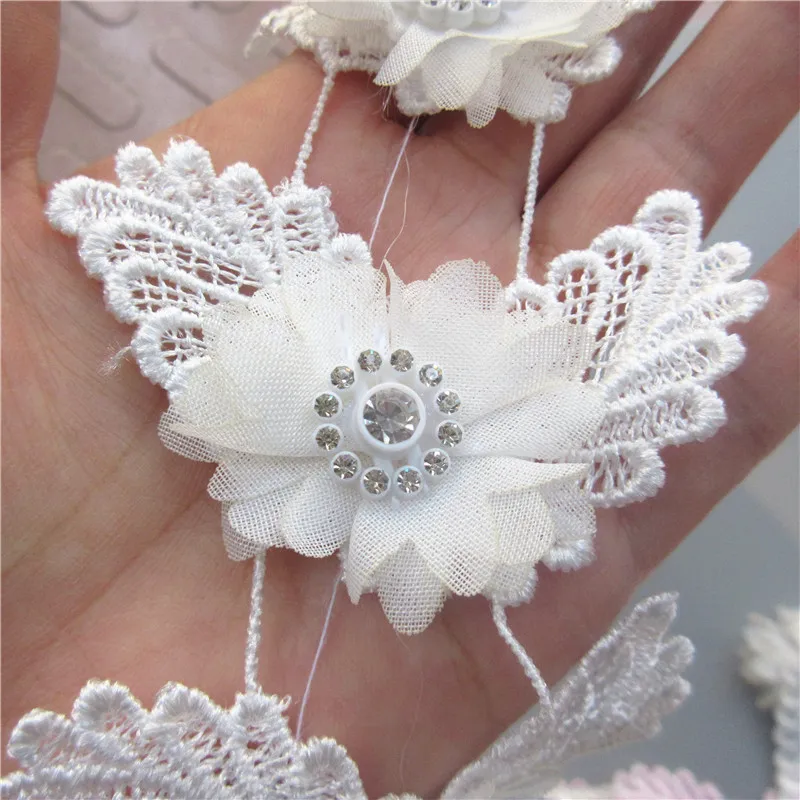 1 ярд 75 мм Алмазное цветочное крыло лист кружева край отделка ленты ткань вышитая