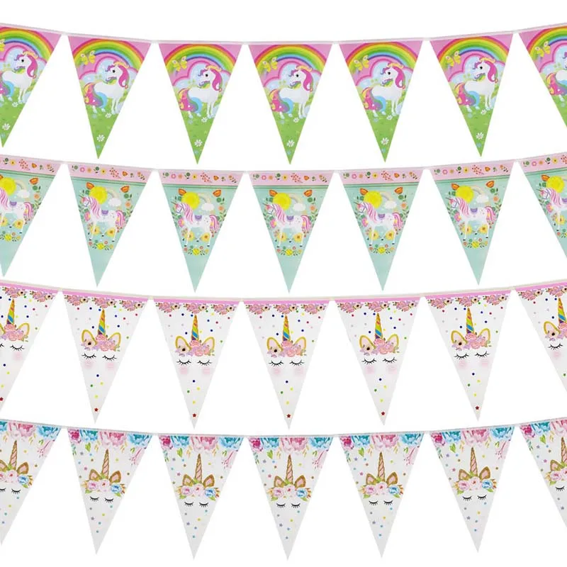 Бумажный баннер в виде единорога на 1-й день рождения, украшение для вечеринки, детский флаг Русалочки, баннер для будущей мамы, свадебная ги...