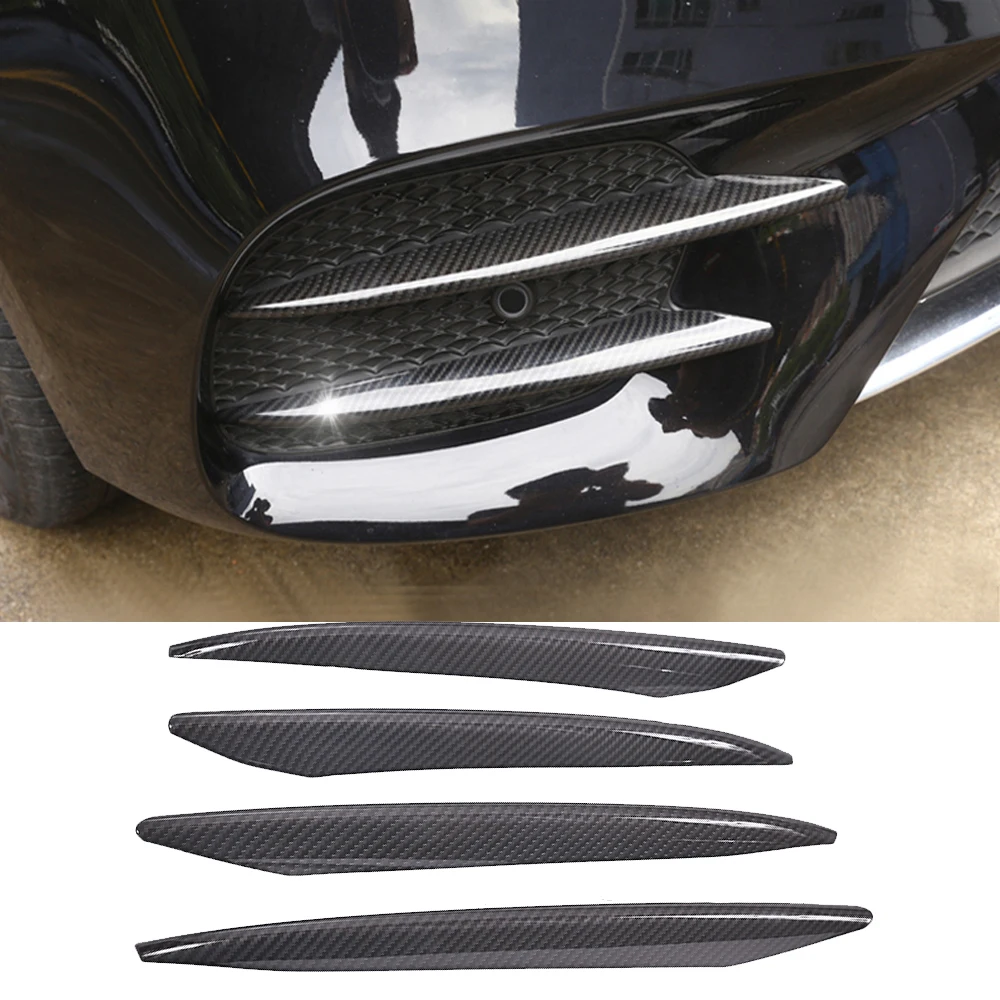 

4pcs Carbon Fiber Look Car Front Fog Light Lamp Grille Grill Slats Cover Trim For Mercedes Benz W213 E Class 2016 2017 2018