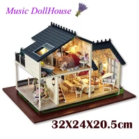 diy dollhouses furniture miniature model handmade wooden doll house with music led light birthday gift toys for children
