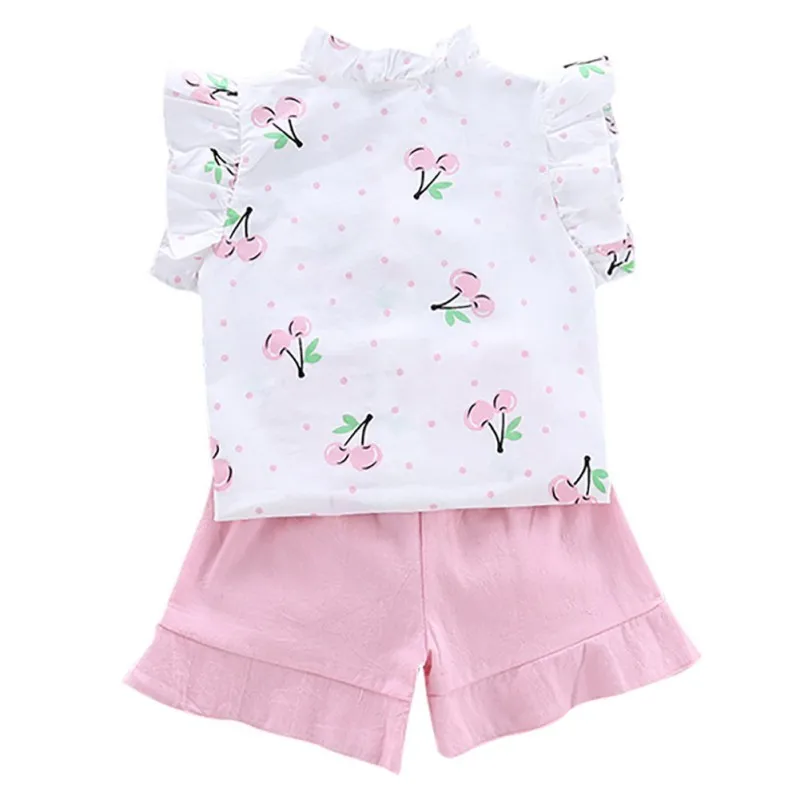 Комплекты летней одежды для маленьких девочек Повседневная футболка с