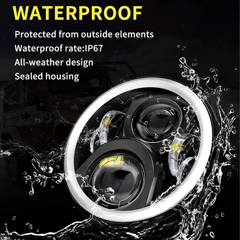Running Light Car Led 7 Inch Auto Accessories Angel Eyes H4 Headlight For Lada Niva Jeep JK TJ Hummer Suzuki 4X4 Uaz Offroad |