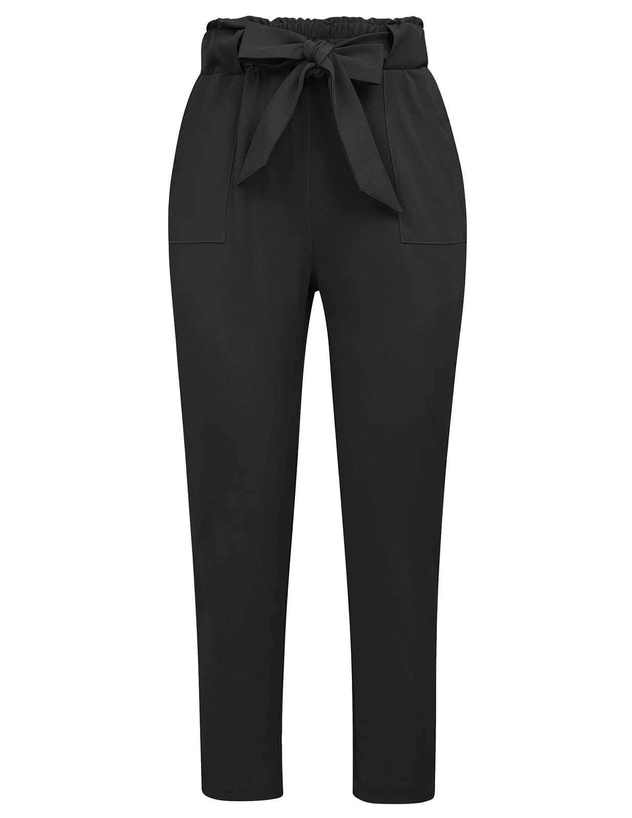 

Womens High Waist Trousers Casual Drawstring Elastic Waist Long Pencil Pants KC