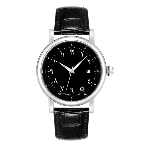 silver black strap Большой корпус арабские часы для мужчин автоматические самоходные часы циферблат с арабскими цифрами лицо часы для мужчин автоматическое механическое движение - Цвет: silver black strap