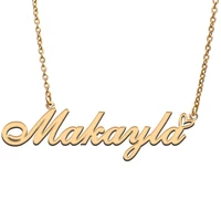 love heart makayla name necklace for women stainless steel gold silver nameplate pendant femme mother child girls gift