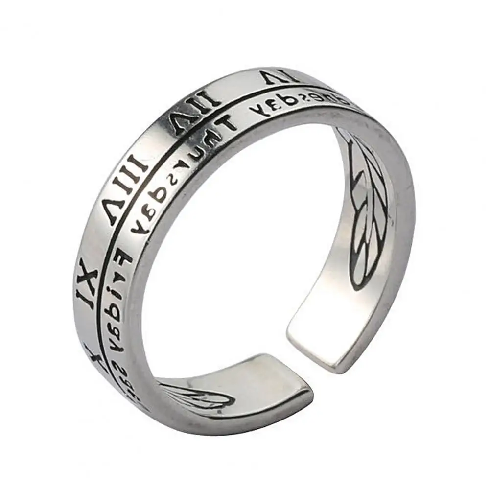 

Retro Adjustable Roman Numerals Engraving Opening Ring Wedding Band Party Jewelry