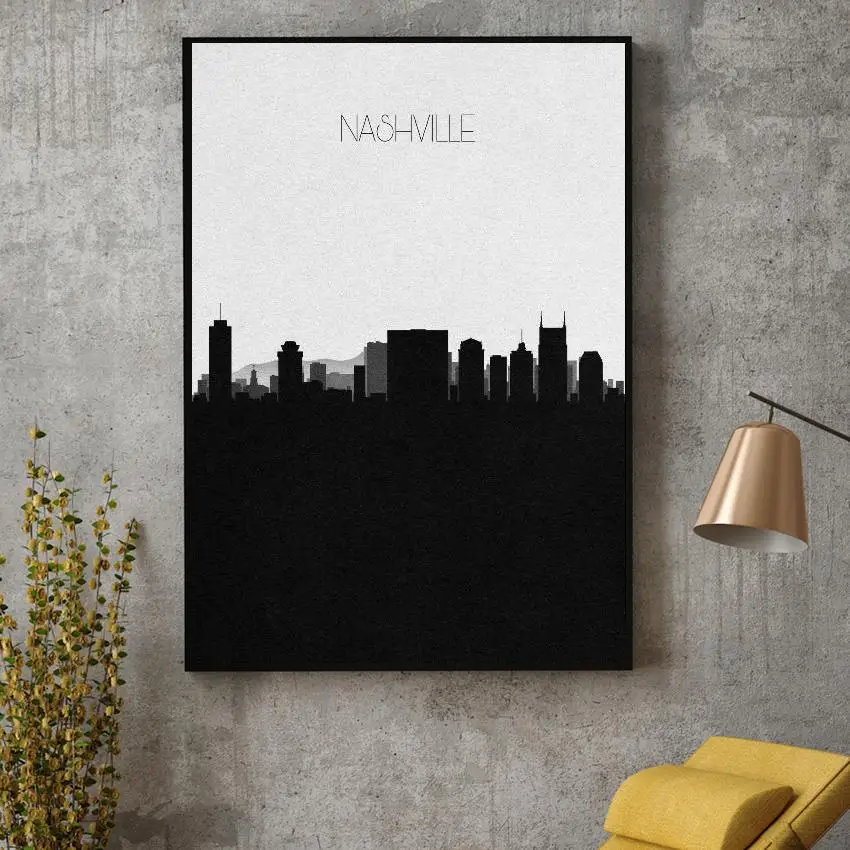 

Nashville Skyline Canvas Painting Art Print Poster Picture Wall Modern Minimalist Bedroom Living Room Decoration
