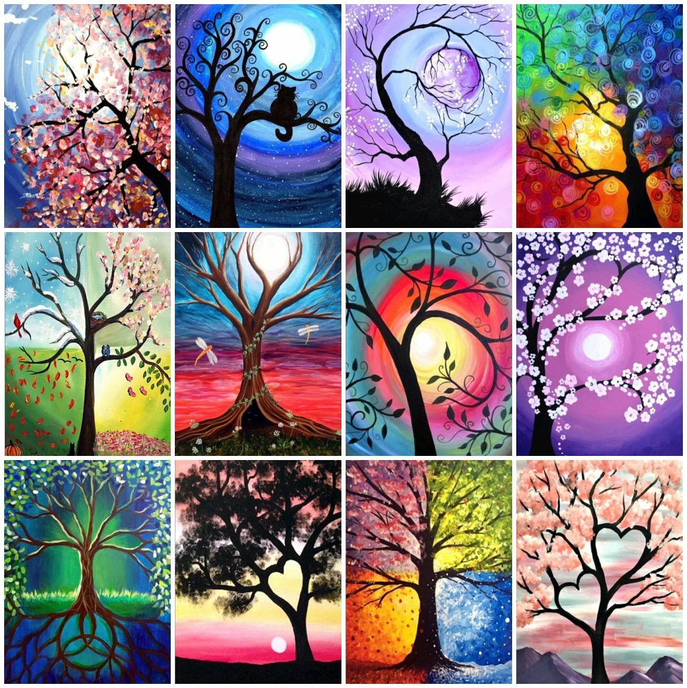 

AZQSD полный набор алмазных художественных картин Луна Дерево картина Стразы Алмазная вышивка пейзаж мозаика домашний декор