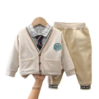 new spring baby boy clothes suit children fashion jacket plaid shirt pants 3pcsset autumn kid sportswear toddler casual costume
