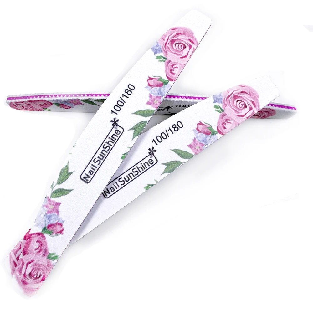 10 шт./лот профессиональная пилка для ногтей 100/180 розовая роза наждачная бумага
