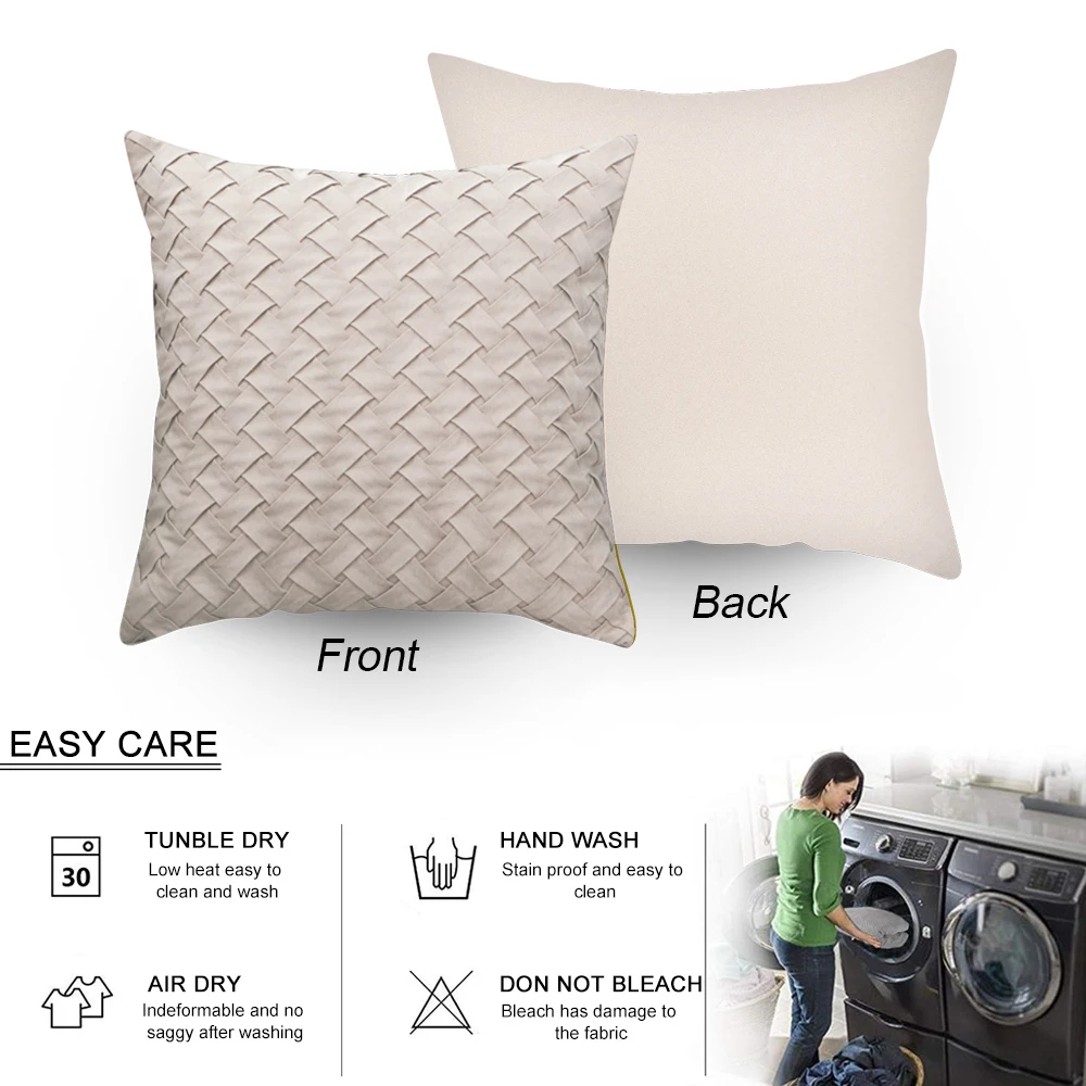 Новая мягкая однотонная Подушка тканая плюшевая наволочка полоски квадратная