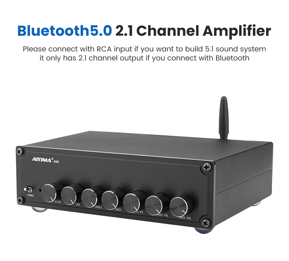 Усилитель мощности AIYIMA 5 0 Bluetooth TPA3116 1 усилителей усилитель сабвуфера Surround 100 Вт +