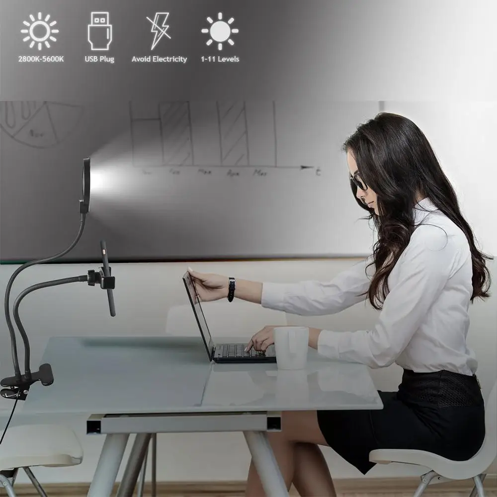 Кольцевой светильник для селфи с держателем сотового телефона и ленивым