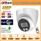 Полноцветная купольная IP-камера Dahua, 4 МП, IPC-HDW2439T-AS светодиодный одов, 12 В, DCPoE, встроенный микрофон, теплая светодиодная подсветка, поддержка SD-карты IP67 H265 +