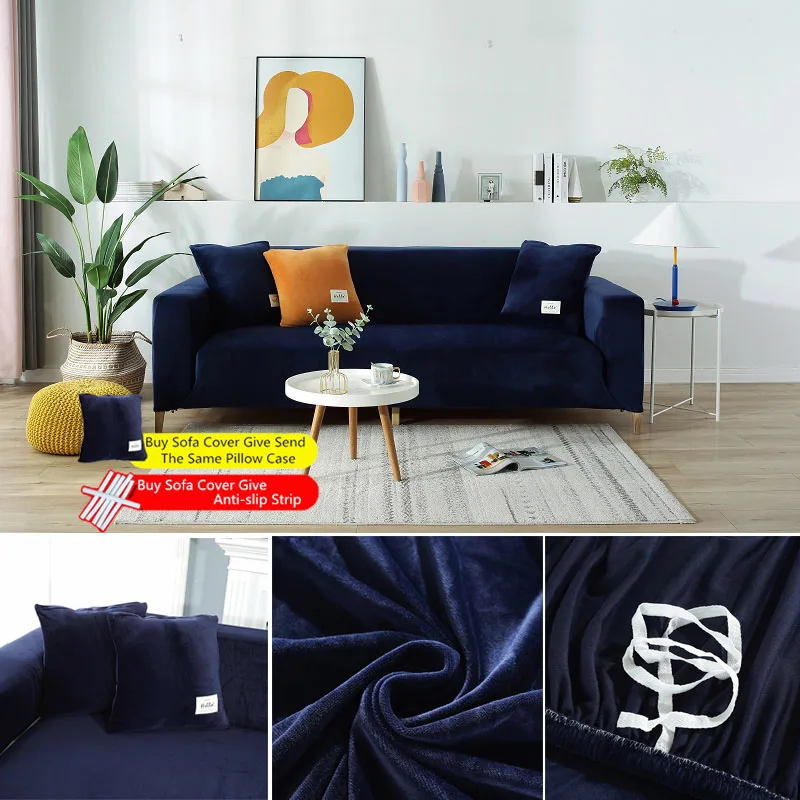 Плюшевый утолщенный чехол для дивана в гостиную эластичные Угловые покрывала