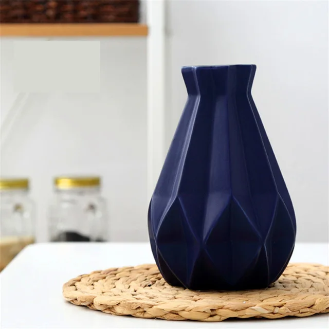 Middle Blue Европейский стиль, матовая Алмазная фарфоровая ваза, современная мода, керамическая ваза для цветов, для кабинета, прихожей, дома, свадебного украшения - Цвет: Middle Blue