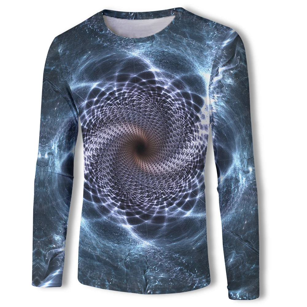 Черная Мужская футболка с длинным рукавом и 3d принтом Повседневная модная