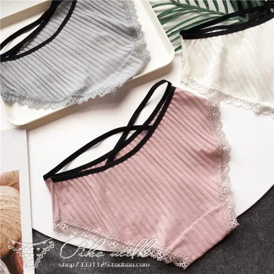 Милое сексуальное хлопковое кружевное белье с перекрестной лентой обтягивающее