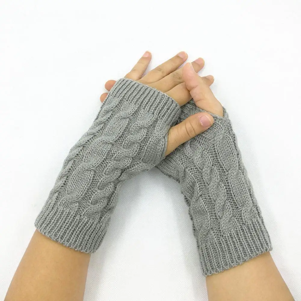 

Arm sleeve Women Solid Color Fingerless Knitted Gloves Crochet Thumb Hole Arm Warmer Gift Soft Warm Mitten Elbow Mittens